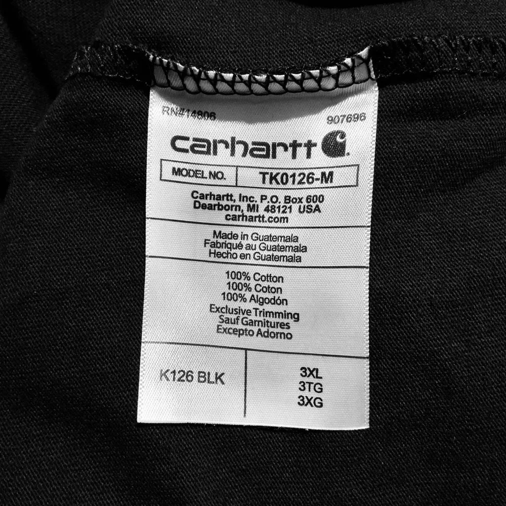 Carhartt Men's 3XL Black Long Sleeve Pocket T-Shirt Loose‎ Fit Heavyweight
